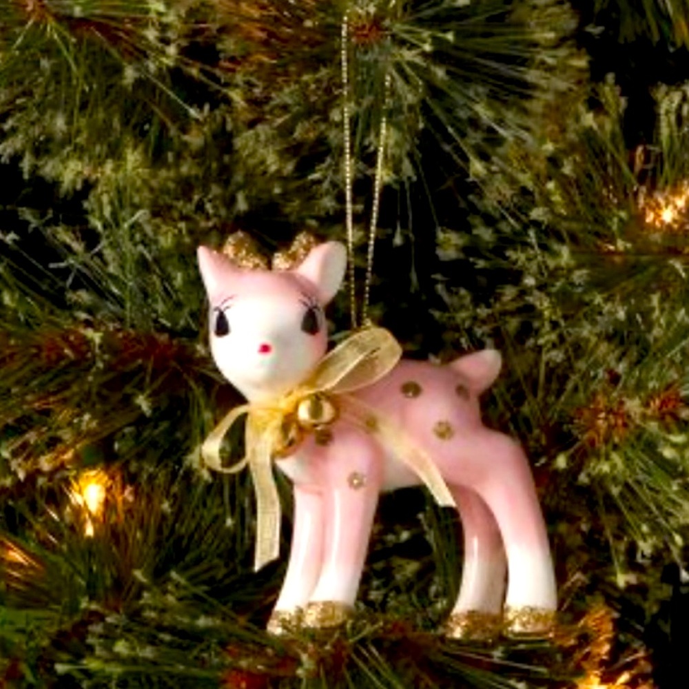 Retro Pink Deer Christmas Tree Ornament-Wondershop
